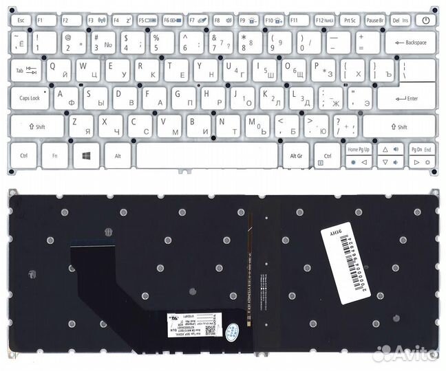 Клавиатура для Acer SF314 белая с подсветкой p/n: