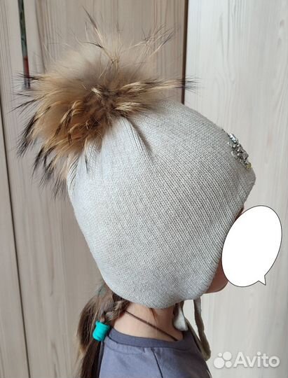 Шапка зимняя для девочки, на 5-7 лет