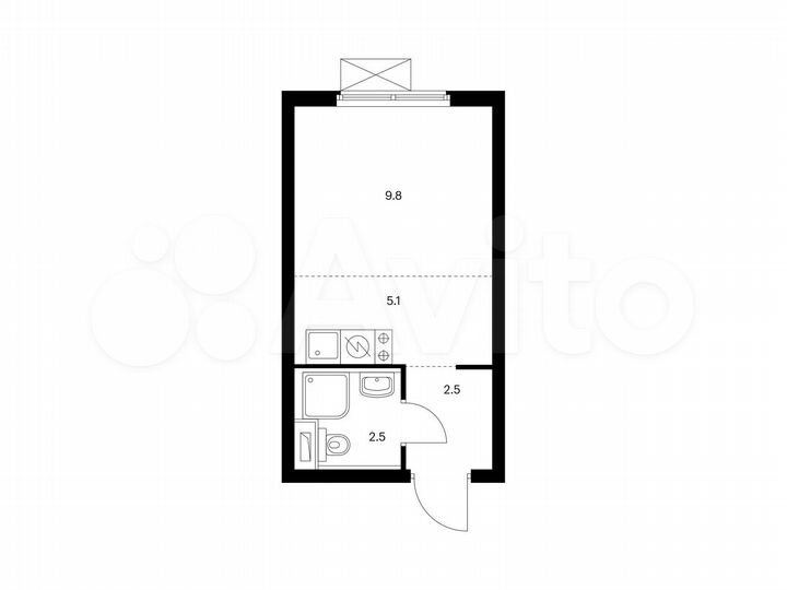 Квартира-студия, 19,9 м², 12/25 эт.
