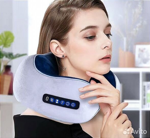 Массажёр для шеи 2 мотора 4 ролика с вибро массаж