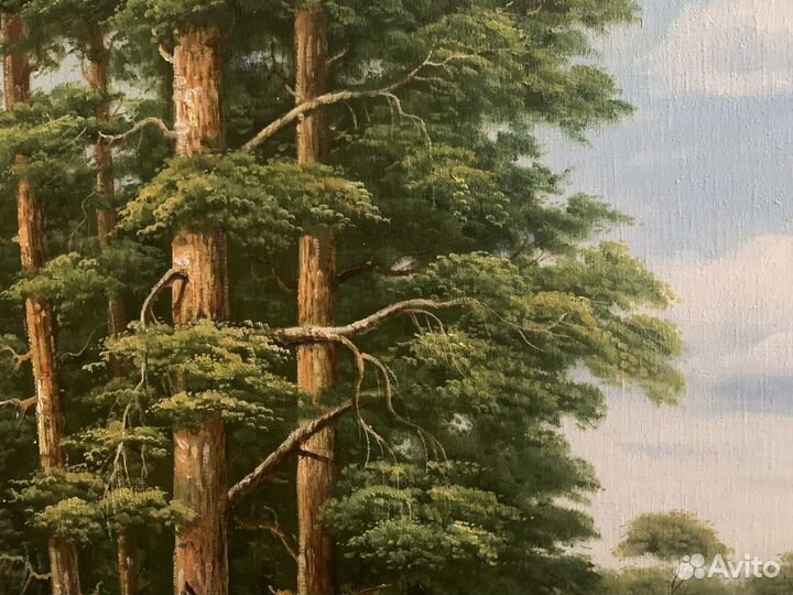 Картина большая в багете, масло, холст