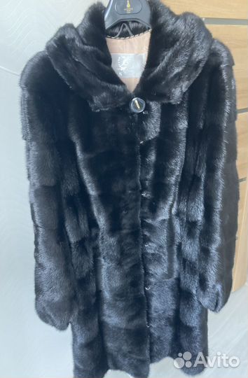 Шуба норковая с капюшоном 44 46 черная