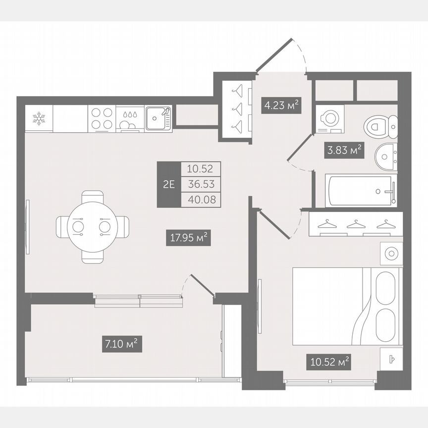 1-к. квартира, 40,1 м², 7/10 эт.