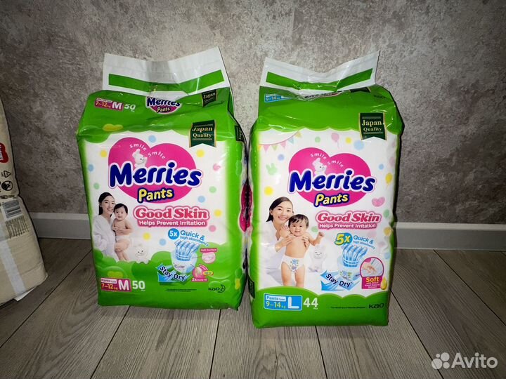 Merries трусики M 50шт L 44шт