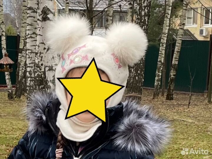 Балаклава / шапка-шлем (белая и коричневая)