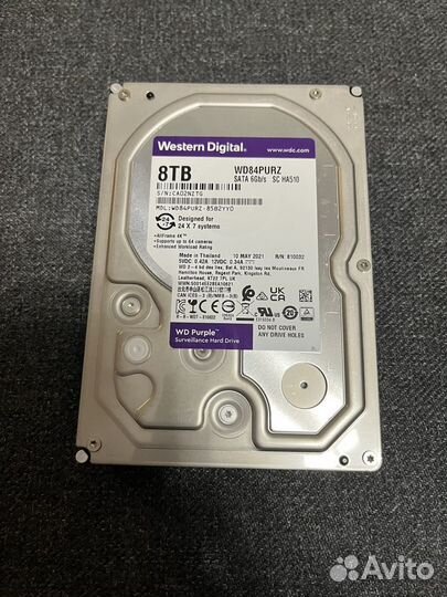 Жесткий диск wd 8 tb purple, 5640 об/мин, кэш 128