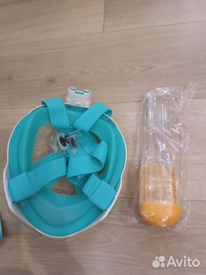 Детская маска для снорклинга зелёная размер s/m