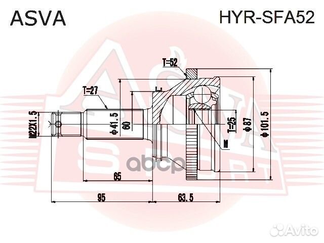 Шрус внешний зад прав/лев hyrsfa52 asva