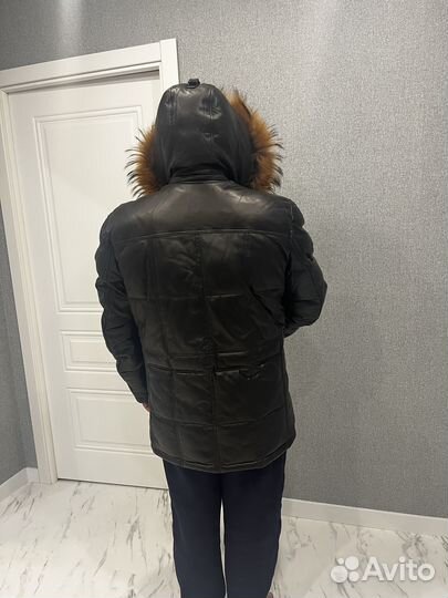 Мужская зимняя куртка кожаная с мехом 54 размер