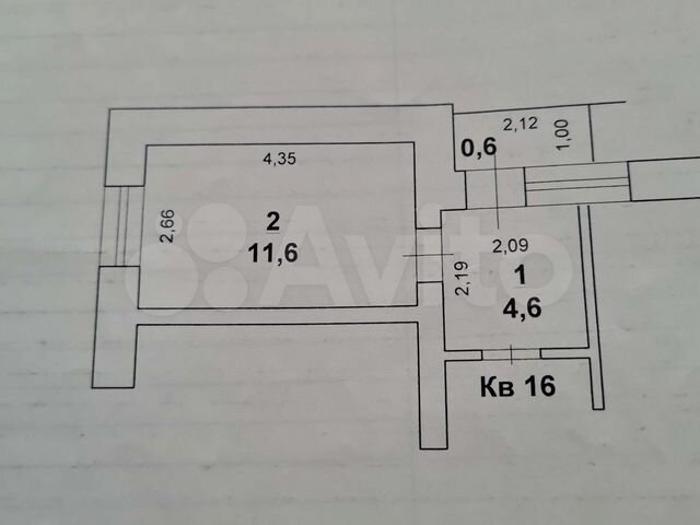 1-к. квартира, 16,2 м², 2/5 эт.