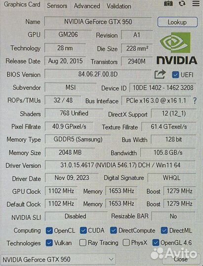 GTX 950 MSI Gaming