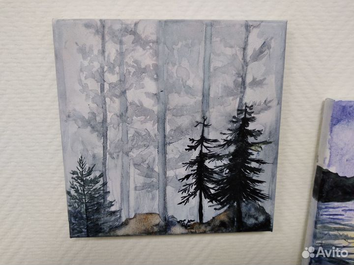 Холст,акварель 20х20см