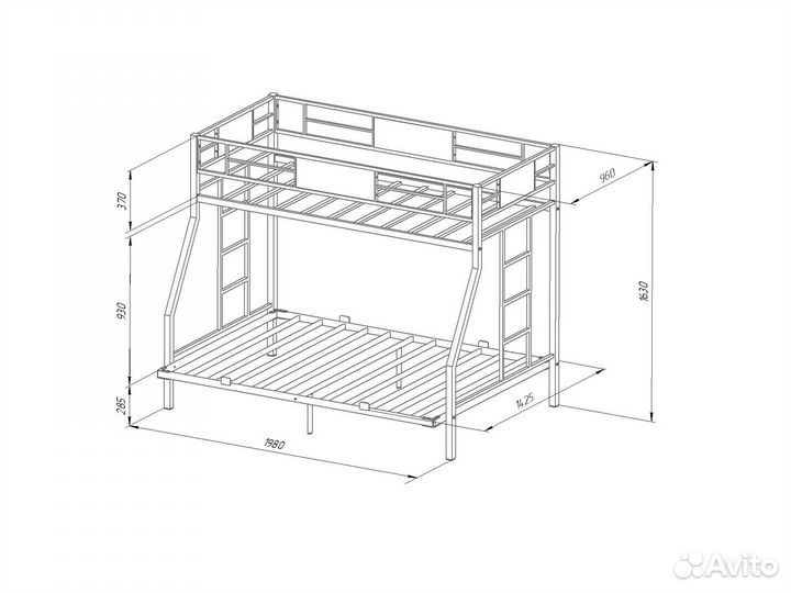 Кровать двухъярусная Гранада 140