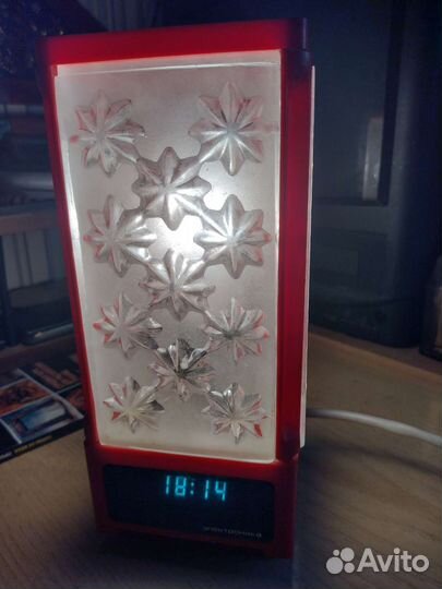 Светильник ночник,Электроника, с часами,стекло