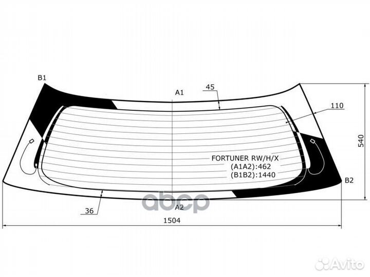 Стекло заднее с обогревом toyota fortuner 5D 04