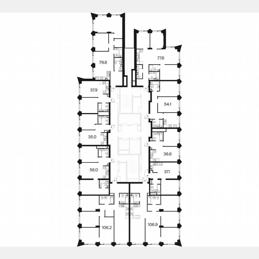 2-к. квартира, 79,8 м², 33/44 эт.