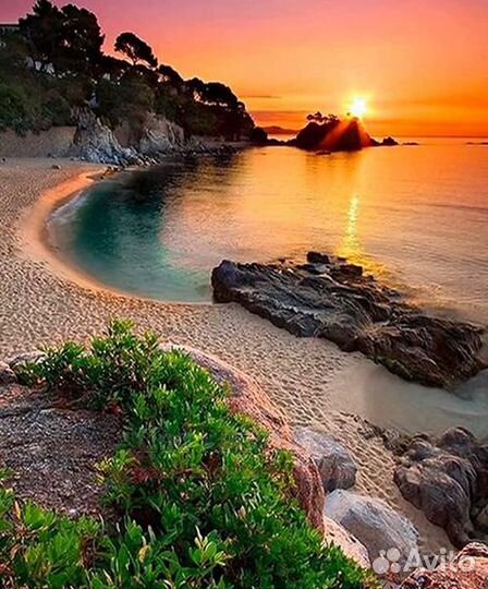 Картина по номерам 40x50 Красота заката на берегу