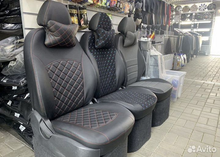 Авточехлы экокожа ромб