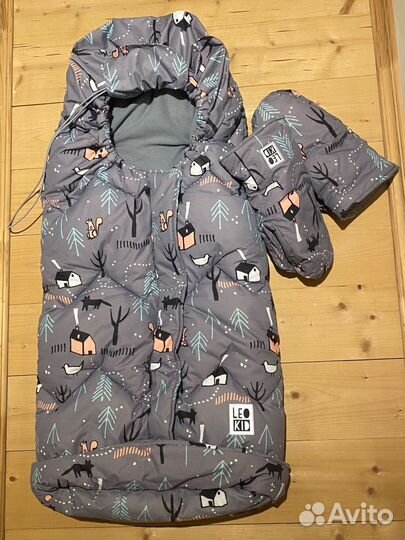 Зимний конверт Leokid с муфтами/варежками