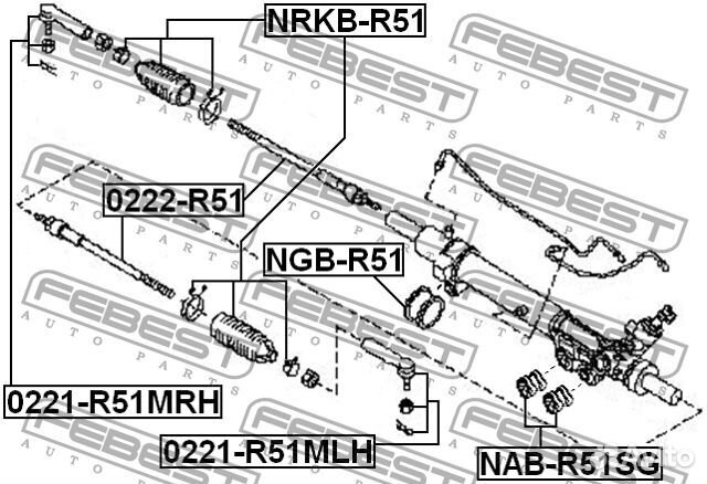 Febest 0221-R51MLH Наконечник рулевой тяги nissan