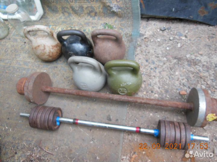 Гири 16 кг, 24 кг 32 кг, штанга разборная