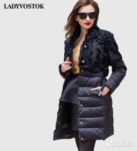 Пальто с натуральным мехом осень+зима 46 размер
