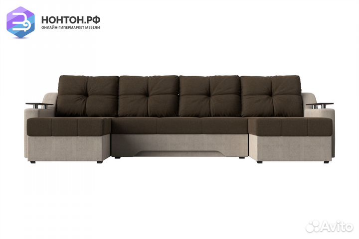 Диван п-образный еврокнижка Сенатор коричневый / б