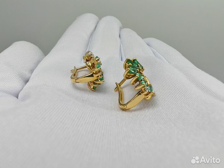 Золотые Серьги 750 пробы с бриллиантами. Рассрочка