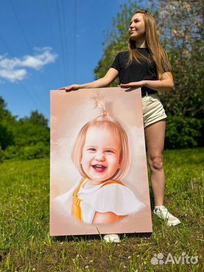 Печать на холсте, портрет по фото