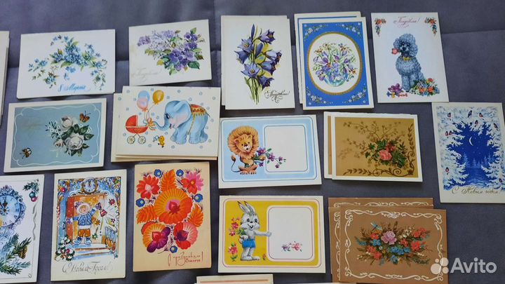 Маленькие открытки СССР, 36шт одним лотом