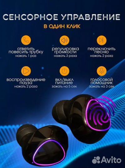 Беспроводные блютуз наушники для iPhone и Android