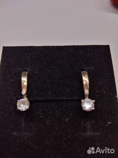 Золотые серьги 585 пробы с фианитами