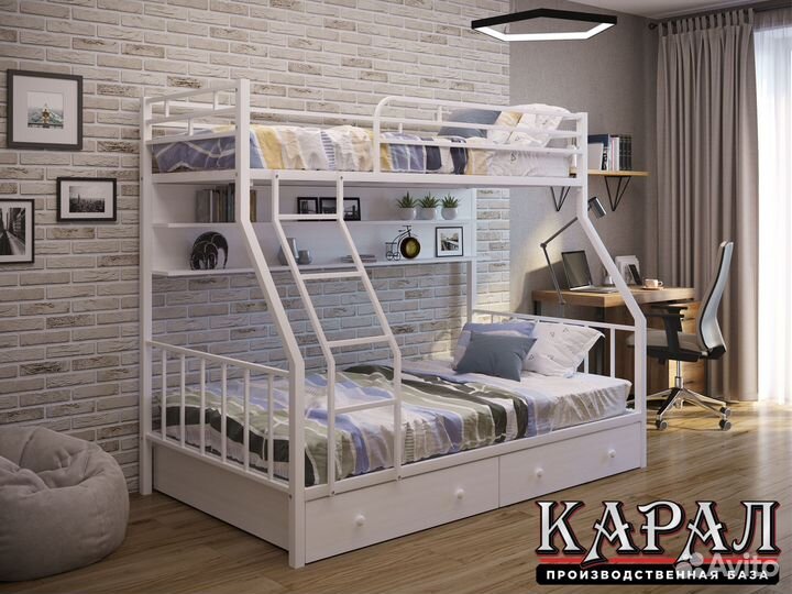 Двухъярусная кровать железная