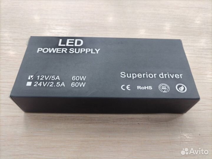 Блок питания для ленты DC-LED 60W, 12V тонкий