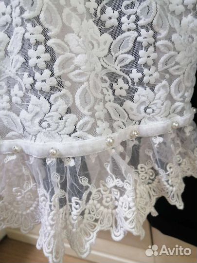 Белый школьный фартук, 128 рост