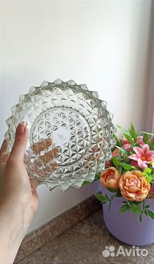 Стеклянная конфетница СССР ваза