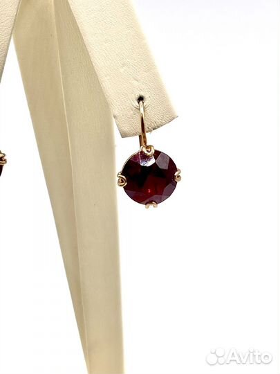 Золотые серьги с рубинами 583 СССР