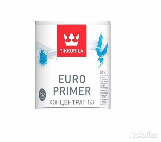 Грунтовка Tikkurila Euro primer концентрат 1:3. Euro primer грунтовка 0,9 л.