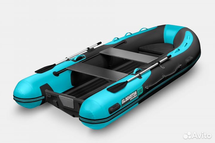 Надувная лодка gladiator RIB380AL чёрно-бирюзовая