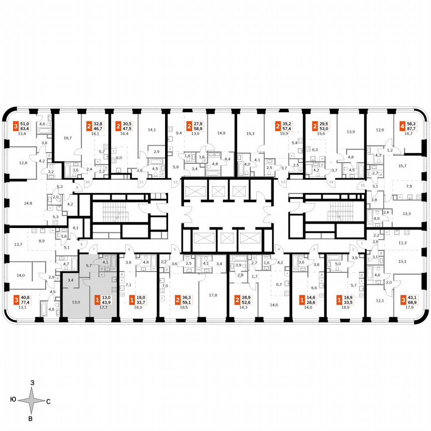 1-к. квартира, 43,9 м², 19/49 эт.