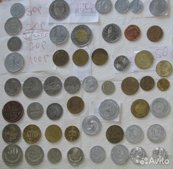 Монеты России и др. стран - медь, серебро, никель