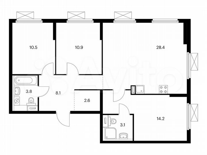 3-к. квартира, 81,6 м², 20/25 эт.