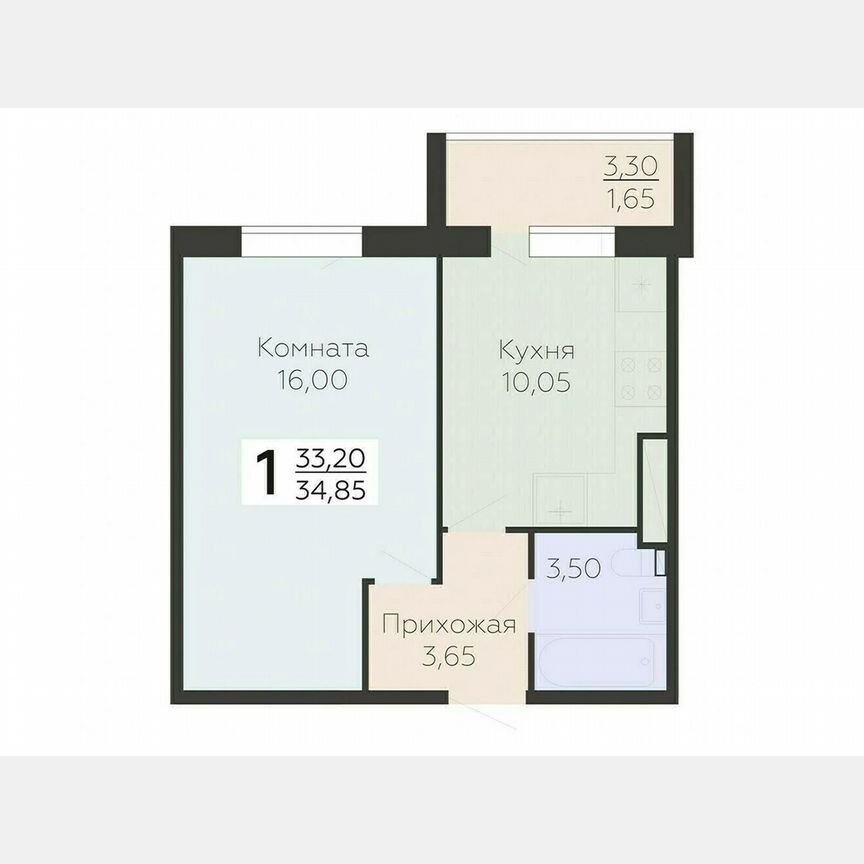 1-к. квартира, 34,9 м², 13/15 эт.