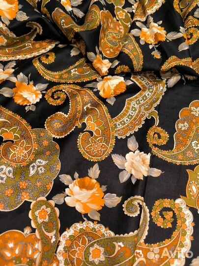 Ткань сатин СССР огурцы Пейсли