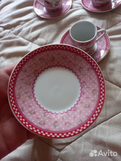 Набор 6 чашек 80 мл с блюдцами фарфор