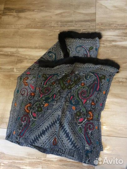 Палантин шерсть с мехом