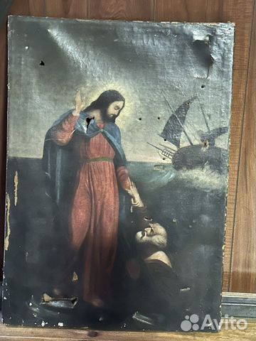 Большая икона на холсте 1853 год