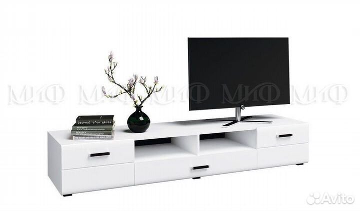 Тумба под тв 200 см Белый глянец
