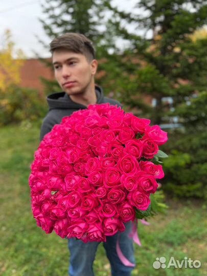 Цветы роза 101 букет с доставкой/самовывоз