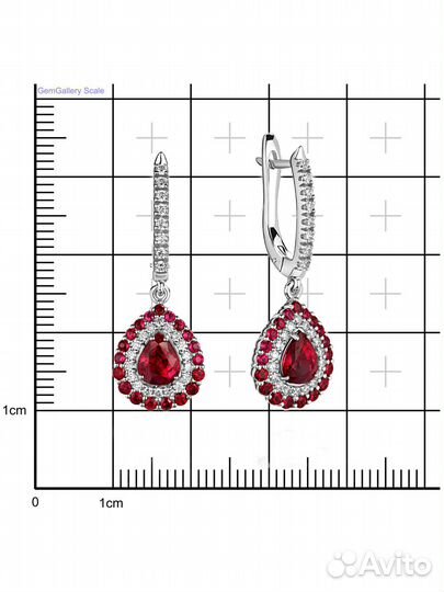 Золотые серьги с рубинами и бриллиантами